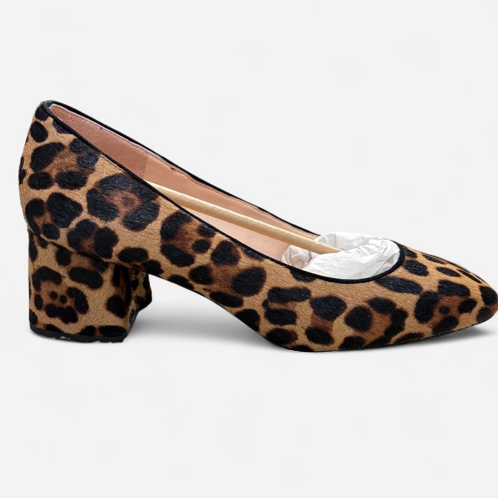 New in Box J.Crew Block-Heel Pump in Leopard Calf Hair size 11